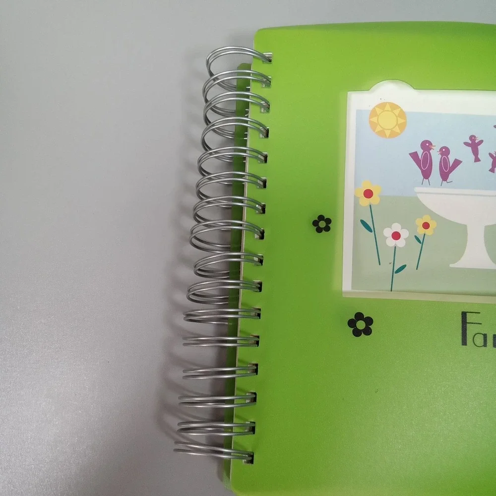 Lime Green Family Birdbath Spiral Bound Photo Album Clear Sleeves Scrapbook